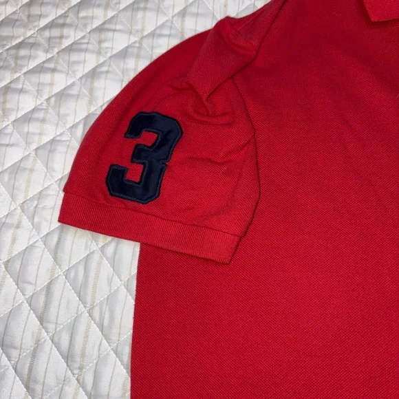Polo Ralph Lauren Red Big Pony Polo Shirt Size L Navy #3 Sleeve USA Classic Fit - Picture 5 of 7